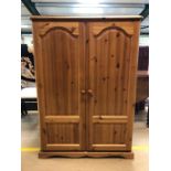 Modern pine wardrobe, approx 90cm x 54cm x 128cm tall