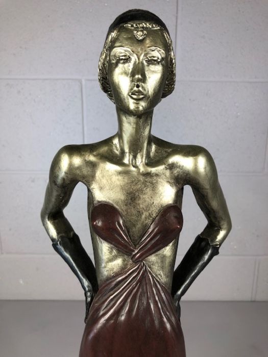 Figurine in the Art Deco style signed M Katok approx 58cm high. A/F - Image 3 of 10