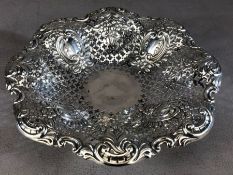 Victorian Silver Hallmarked Bon Bon Dish on circular foot Sheffield 1896 by M Bros approx 20cm