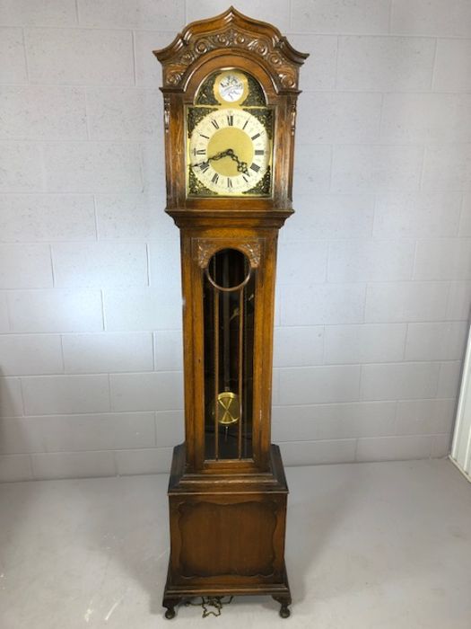 English oak '8 day' longcase clock by Enfield, circa 1930s, full Westminster chime, untested