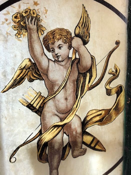 Section of a metal window containing a stained glass panel depicting a winged Cherub, approx 26cm - Image 11 of 11