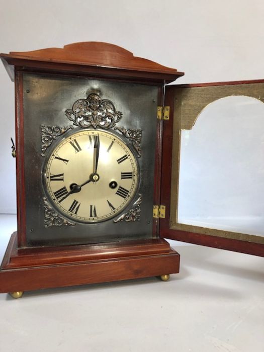 8 day German-made 'Badische' mantel clock, Black Forest, in a mahogany case, circa 1900, good - Image 2 of 4