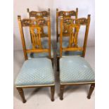 Set of four Upholstered Arts and Crafts Oak Dining chairs