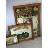 Two Coca-Cola advertising mirrors, the larger approx 95cm x 64cm, the smaller approx 34cm x 24cm
