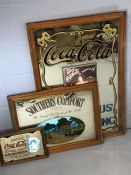 Two Coca-Cola advertising mirrors, the larger approx 95cm x 64cm, the smaller approx 34cm x 24cm