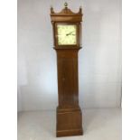 Oak longcase clock by Thomas Smith of Ridgewell, circa 1870, with birdcage type movement, rope-