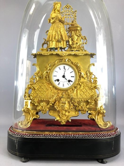 Large French Gold ornate mantle clock by Martin Baskett & Co Paris approx height to top of dome - Image 2 of 7