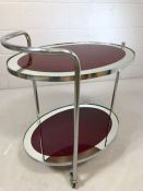 Midcentury Vintage Chrome and glass Oval two tier drinks trolley