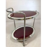 Midcentury Vintage Chrome and glass Oval two tier drinks trolley