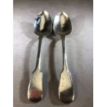 William IV set of three hallmarked silver fiddle pattern spoons, maker John James Whiting, London