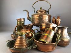 Large selection of antique copperware, circa 16 pieces