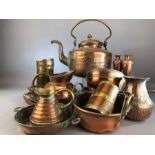 Large selection of antique copperware, circa 16 pieces