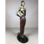 Figurine in the Art Deco style signed M Katok approx 58cm high. A/F