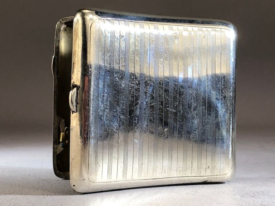 Hallmarked silver cigarette box engraved to front & approx 150g - Image 3 of 5