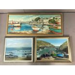 Collection of three original framed oil paintings of coast scenes, signed Patricia Homer, D H