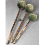 Set of three Arts and Crafts copper ladles, the longest approx 45cm in length
