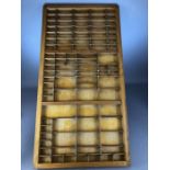 Vintage beech wood printers block tray, with various sized compartments, approx 82cm x 42cm