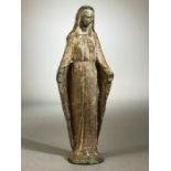 Metal religious icon the Virgin Mother mary in cast metal approx 13cm tall