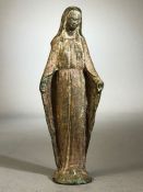 Metal religious icon the Virgin Mother mary in cast metal approx 13cm tall