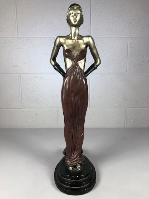 Figurine in the Art Deco style signed M Katok approx 58cm high. A/F - Image 2 of 10