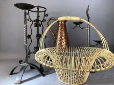 Collection of metal ware to include candlesticks, basket etc