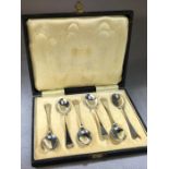 Hallmarked Silver spoons Sheffield In case for LIBERTY Regent Street London. by maker R F Mosley &