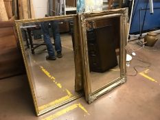 Two modern gilt framed mirrors, similar in size, the largest approx 91cm x 66cm