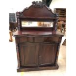 Small Victorian chiffonier with drawer and cupboard under, with carved wheatsheaf design, approx