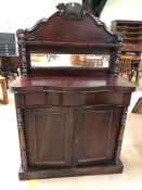 Small Victorian chiffonier with drawer and cupboard under, with carved wheatsheaf design, approx