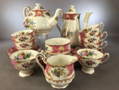 Royal Albert 'Lady Carlyle' tea / coffee set to include seven cups and saucers (one cup with chip to