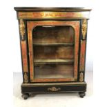 French 19th Century Boule and Ormolu mounted display cabinet with single glazed door enclosing a