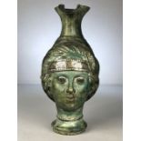 Antique Grand Tour Bronze and silver Ewer depicting a Roman Noble lady with Silver headband and