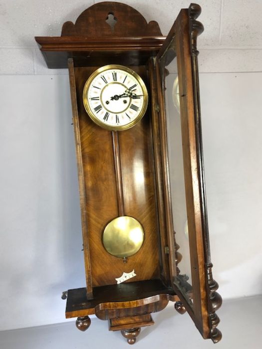 Fine mahogany spring-driven 8 day Vienna wall clock, circa 1890, 'gongs' on hour and half hour, good - Image 3 of 5