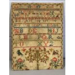 Victorian Sampler unframed on card approx 30 x 39cm