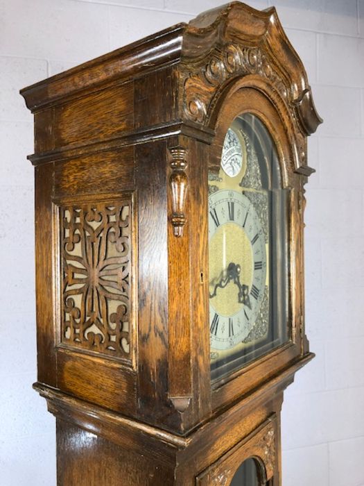 English oak '8 day' longcase clock by Enfield, circa 1930s, full Westminster chime, untested - Image 7 of 8