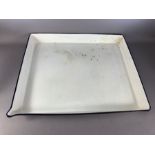 Reclamation piece: Large vintage enamel tray with pourer, possibly dairy item or sterilising tray,
