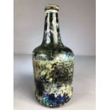 Georgian 18th century Wine bottle of mottled colouring blues and purples