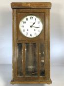Wooden cased French wall clock by Vedette, approx 65cm x 31cm x 16cm deep
