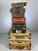Collection of vintage suitcases, briefcases and bags