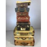 Collection of vintage suitcases, briefcases and bags