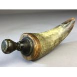 Horn Snuff Holder with white metal screw in stopper approx 14cm long