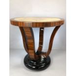 Art Deco style circular occasional table in highly polished finish, approx 60cm x 59cm