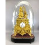 Large French Gold ornate mantle clock by Martin Baskett & Co Paris approx height to top of dome