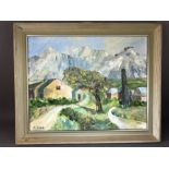 Rosemary Cobbold Sawle, Oil on board, China Clay Tips near St Austell, signed lower left, approx