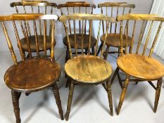 Six stick back chairs with circular seats