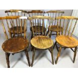 Six stick back chairs with circular seats