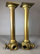 Two heavy brass coaching lamp brackets, each approx 36cm long (A/F)