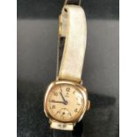 9ct Gold cased Watch by Rolex Tudor, winds and runs with subsiduary dial at 6 oclock