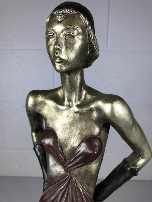 Figurine in the Art Deco style signed M Katok approx 58cm high. A/F - Image 9 of 10