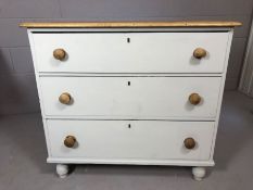Pine Chest of three drawers painted Grey